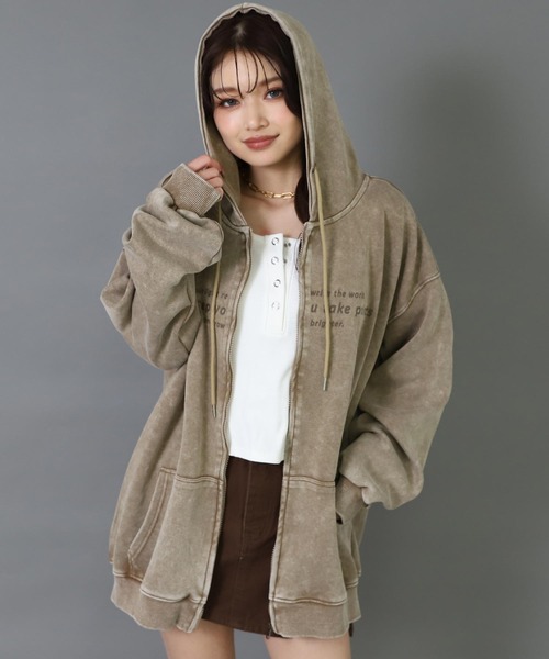 ANAP（アナップ） パーカー ピグメント サガラ刺繍 オーバーサイズ