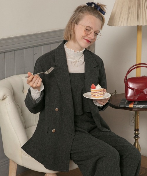 「BONLECILL noir」 ジャケット S-M チャコールグレー レディース_画像3