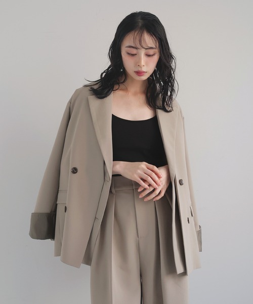 「LIAN」 テーラードジャケット FREE チャコールグレー レディース_画像2