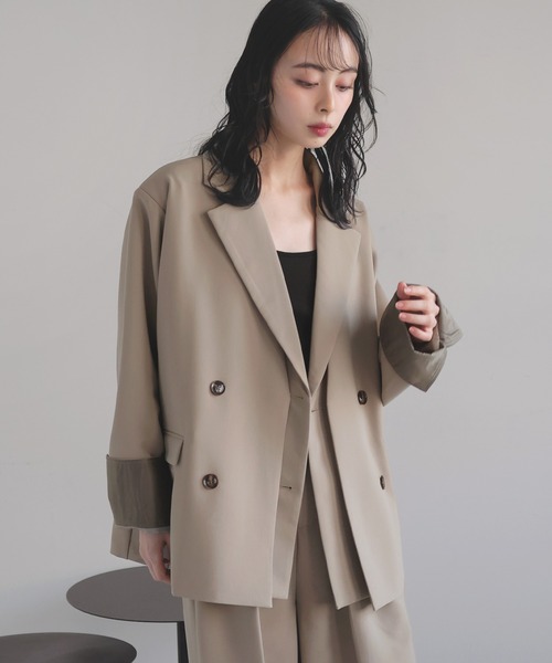 「LIAN」 テーラードジャケット FREE チャコールグレー レディース_画像3