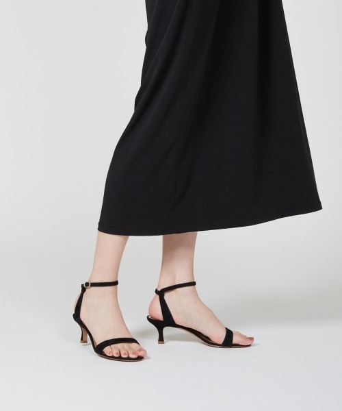 サンダル SAMI アンクルストラップ サンダル 5.0cm BLACK レディースの画像