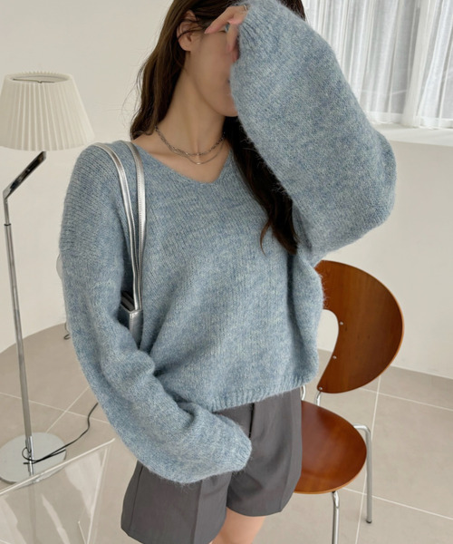 「Ada.」 長袖ニット M ライトブルー レディース_画像7