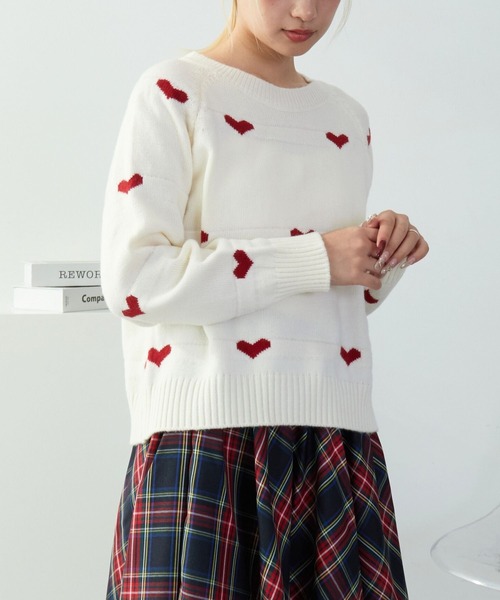 ニット セーター ミニハート柄ニット レディース : ZOZOTOWN Yahoo!店