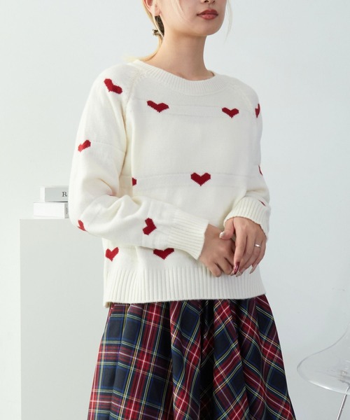 ニット セーター ミニハート柄ニット レディース : ZOZOTOWN Yahoo!店