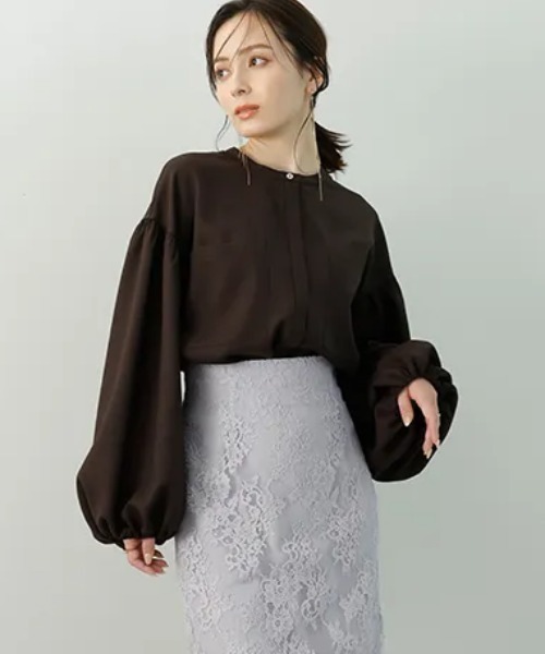 「anuans」 長袖ブラウス FREE ネイビー レディース_画像5