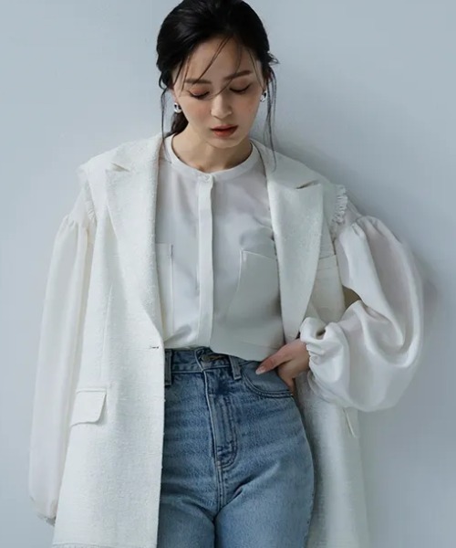 「anuans」 長袖ブラウス FREE ネイビー レディース_画像8