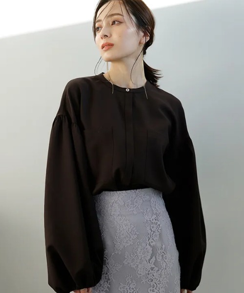 「anuans」 長袖ブラウス FREE ネイビー レディース_画像9