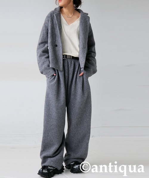 「antiqua」 「KYO」イージーパンツ P グレー レディース_画像4