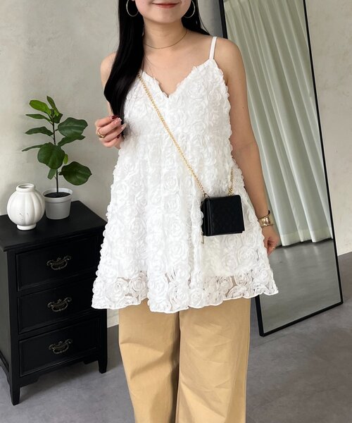 prose verse（プロズヴェール） キャミソール 3DフラワーVネック