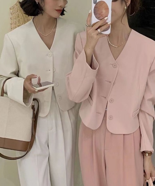 「FREE STYLISTS」 「yuga」テーラードジャケット FREE ベビーピンク レディース_画像4