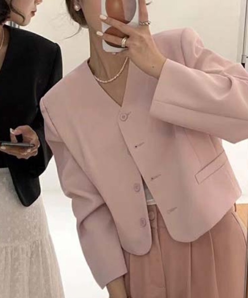 「FREE STYLISTS」 「yuga」テーラードジャケット FREE ベビーピンク レディース_画像6