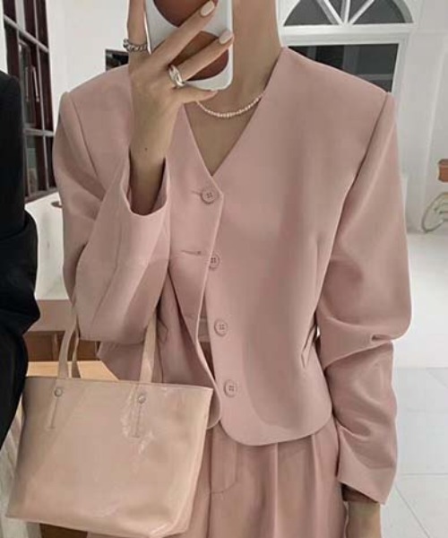 「FREE STYLISTS」 「yuga」テーラードジャケット FREE ベビーピンク レディース_画像7