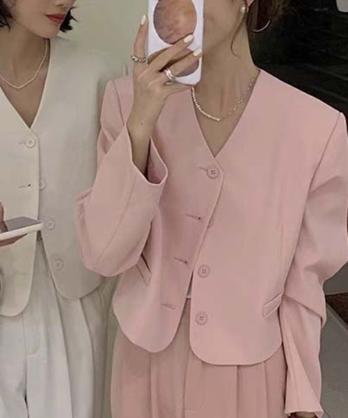 「FREE STYLISTS」 「yuga」テーラードジャケット FREE ベビーピンク レディース_画像8