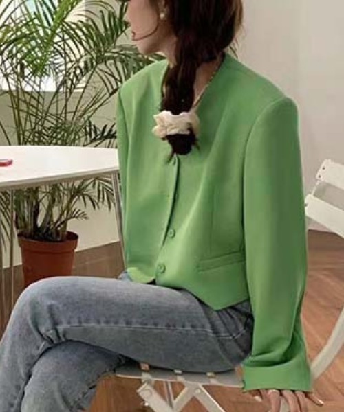 「FREE STYLISTS」 「yuga」テーラードジャケット FREE ベビーピンク レディース_画像9