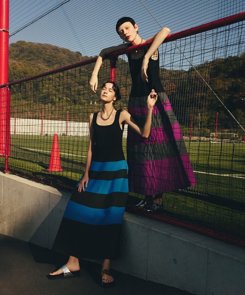 ワンピース BODER KNIT SQUARE TANK OPの画像