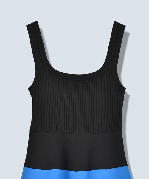 OMMO（オーエムエムオー） ワンピース BODER KNIT SQUARE TANK OP