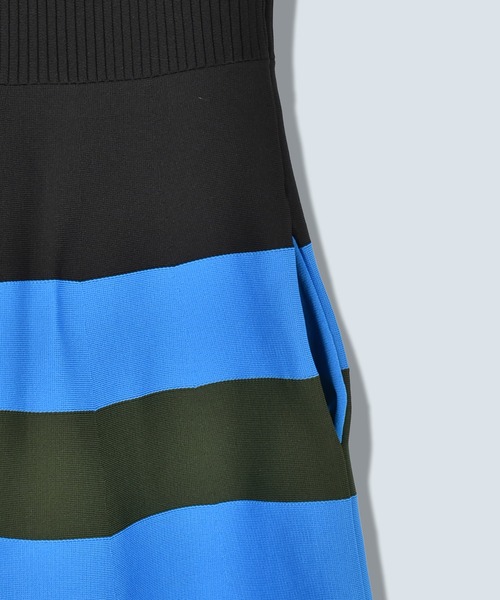 OMMO（オーエムエムオー） ワンピース BODER KNIT SQUARE TANK OP