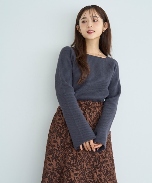 「mil」 長袖ニット X-SMALL チャコールグレー レディース_画像6