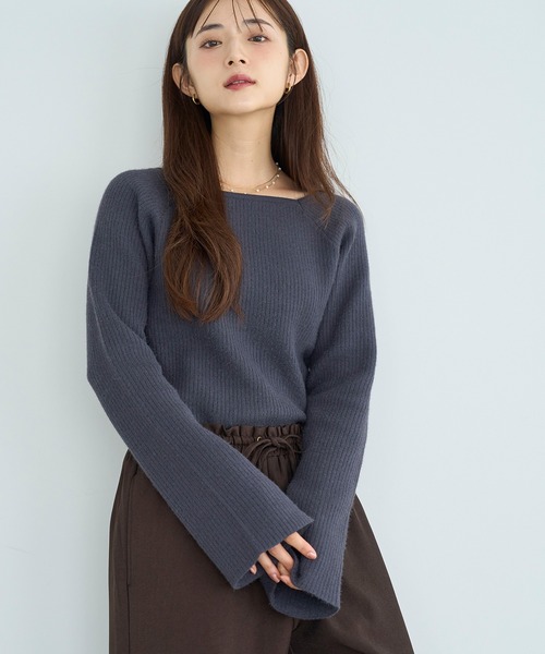 「mil」 長袖ニット X-SMALL チャコールグレー レディース_画像8