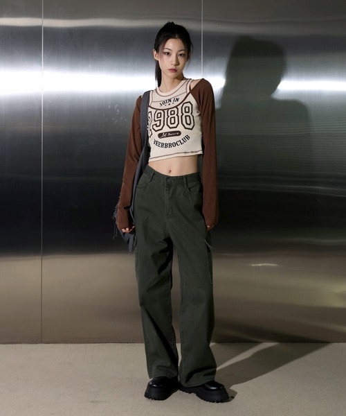 「FOLLOWIN」 長袖カットソー FREE ネイビー レディース_画像3