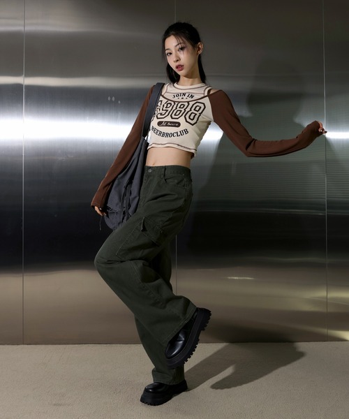 「FOLLOWIN」 長袖カットソー FREE ネイビー レディース_画像4