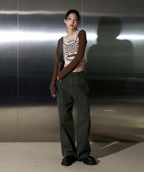 「FOLLOWIN」 長袖カットソー FREE ネイビー レディース_画像5