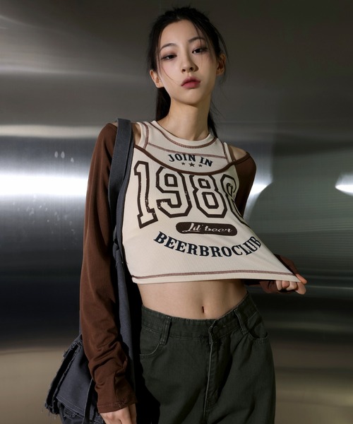 「FOLLOWIN」 長袖カットソー FREE ネイビー レディース_画像7