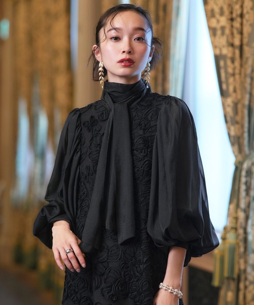 「RUIRUE BOUTIQUE」 長袖ワンピース L ブラウン レディースの画像