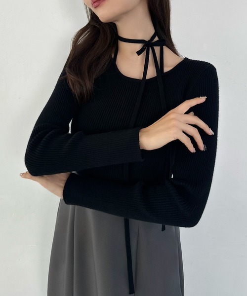 「junoah」 長袖ワンピース MEDIUM チャコール レディース_画像7