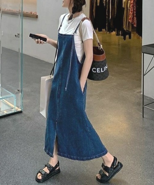 「NANEA」 サロペットスカート LARGE ブルー レディース_画像9