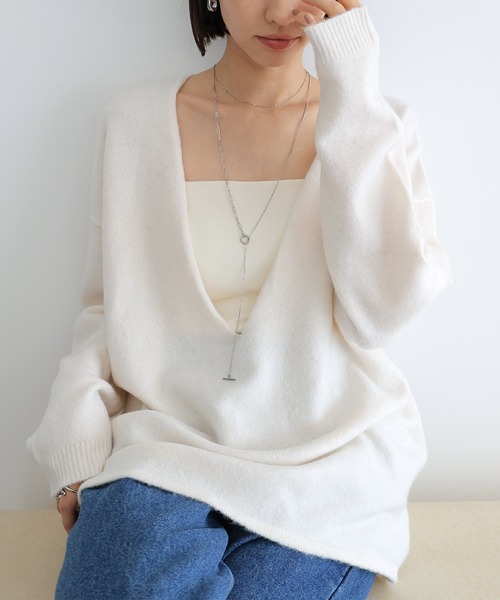 「evernavy」 ニットアンサンブル M ベージュ レディース_画像8
