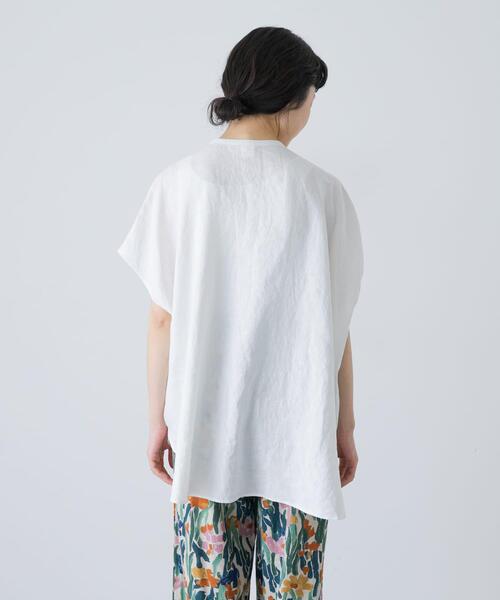 かぐれ ブラウス シャツ リネンWポケットフレンチシャツ レディース