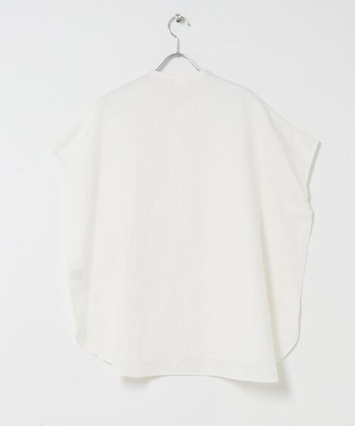ブラウス シャツ リネンWポケットフレンチシャツ レディースの画像