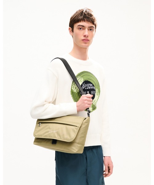 KENZO レザーメッセンジャーバッグ 風景画 KENZO（ケンゾー） ショルダーバッグ 'KENZO Signature