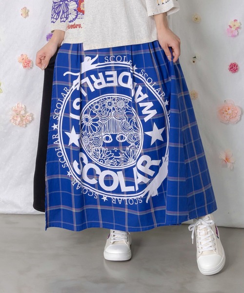 ScoLar（スカラー） スカート 162615：チェック×ジャージ レイヤード風