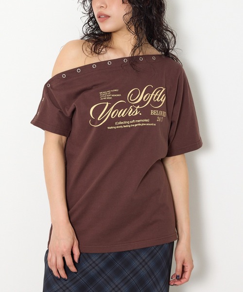 SLY ワンショルダープリントトップス SLY（スライ） tシャツ 半袖 ONE SHOULDER PRINT TOPS ワンショルダー