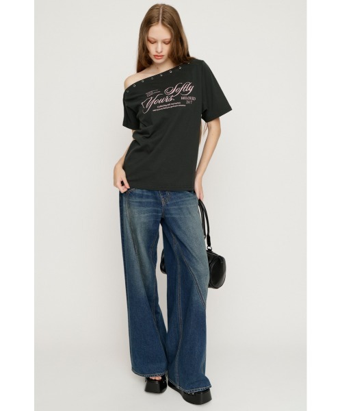 SLY（スライ） tシャツ 半袖 ONE SHOULDER PRINT TOPS ワンショルダー