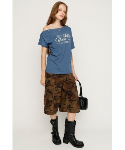 SLY（スライ） tシャツ 半袖 ONE SHOULDER PRINT TOPS ワンショルダー