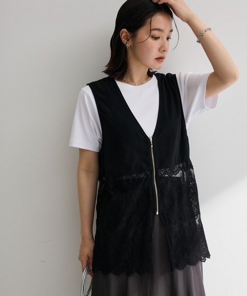 Green Parks（グリーンパークス） ベスト ジレ レースドッキングZIP