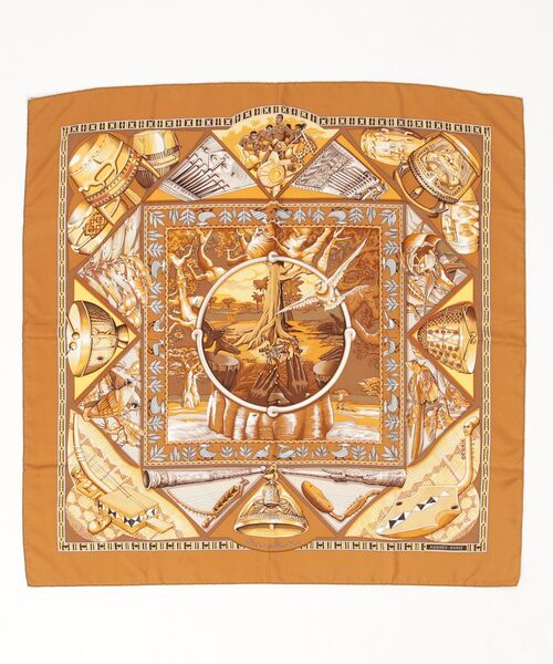 HERMES カレ スカーフ 90 AU SON DU TAM TAM HERMES（エルメス） Au son du Tam-tam カレ90 スカーフ ONE SIZE