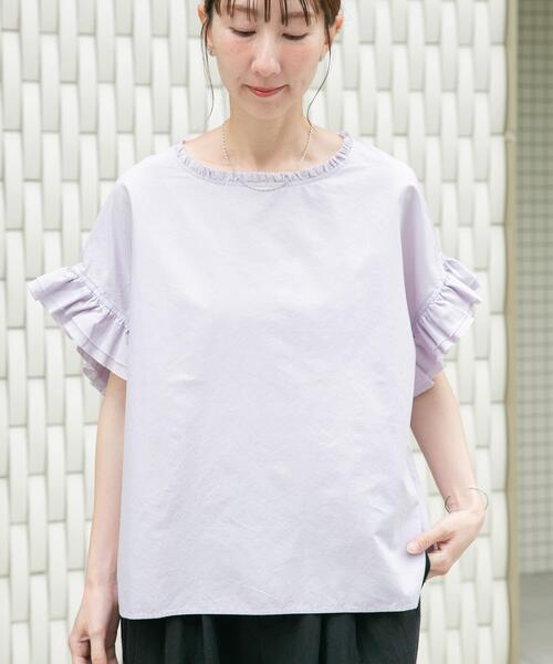 「ITEMS URBANRESEARCH」 半袖ブラウス FREE ブルー レディース_画像3
