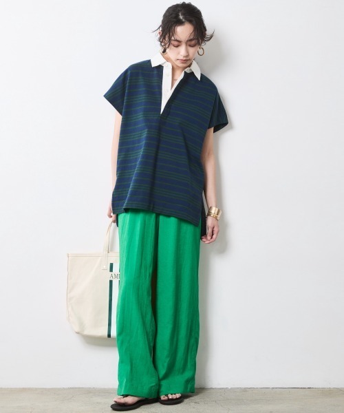 「CHIC STYLE」 スラックス 5L ネイビー レディース_画像7