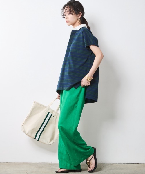 「CHIC STYLE」 スラックス 5L ネイビー レディース_画像8