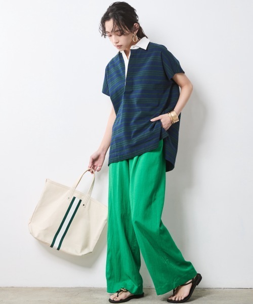 「CHIC STYLE」 スラックス 5L ネイビー レディース_画像9