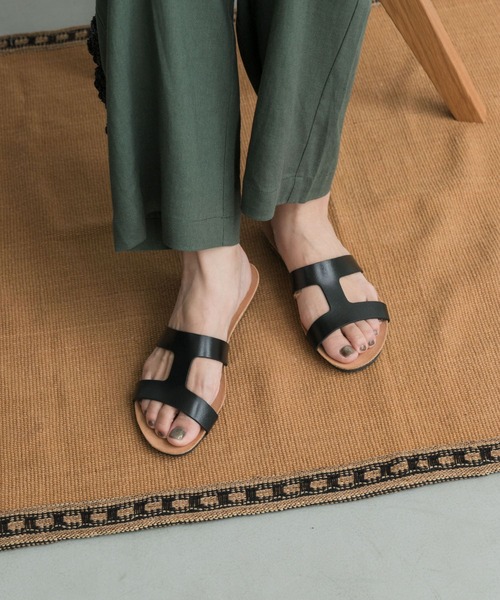 「PLAKTON」 フラットサンダル 38 ブラック レディース_画像2