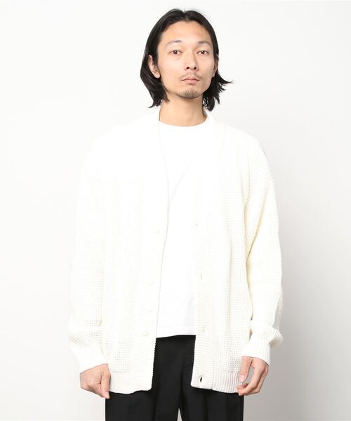 WESTSEA（ウエストシー） カーディガン 7G 綿混ワッフル編み ビッグ