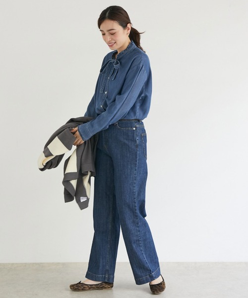 DOUX ARCHIVES（ドゥアルシーヴ） シャツ ブラウス ソフトデニムリボン