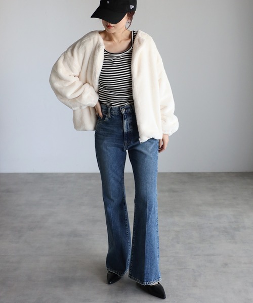 Fizz（フィズ） ジャケット ノーカラージャケット フェイクファーノー