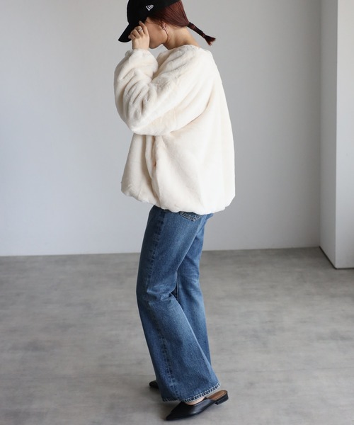 Fizz（フィズ） ジャケット ノーカラージャケット フェイクファーノー