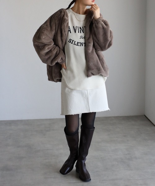 Fizz（フィズ） ジャケット ノーカラージャケット フェイクファーノー